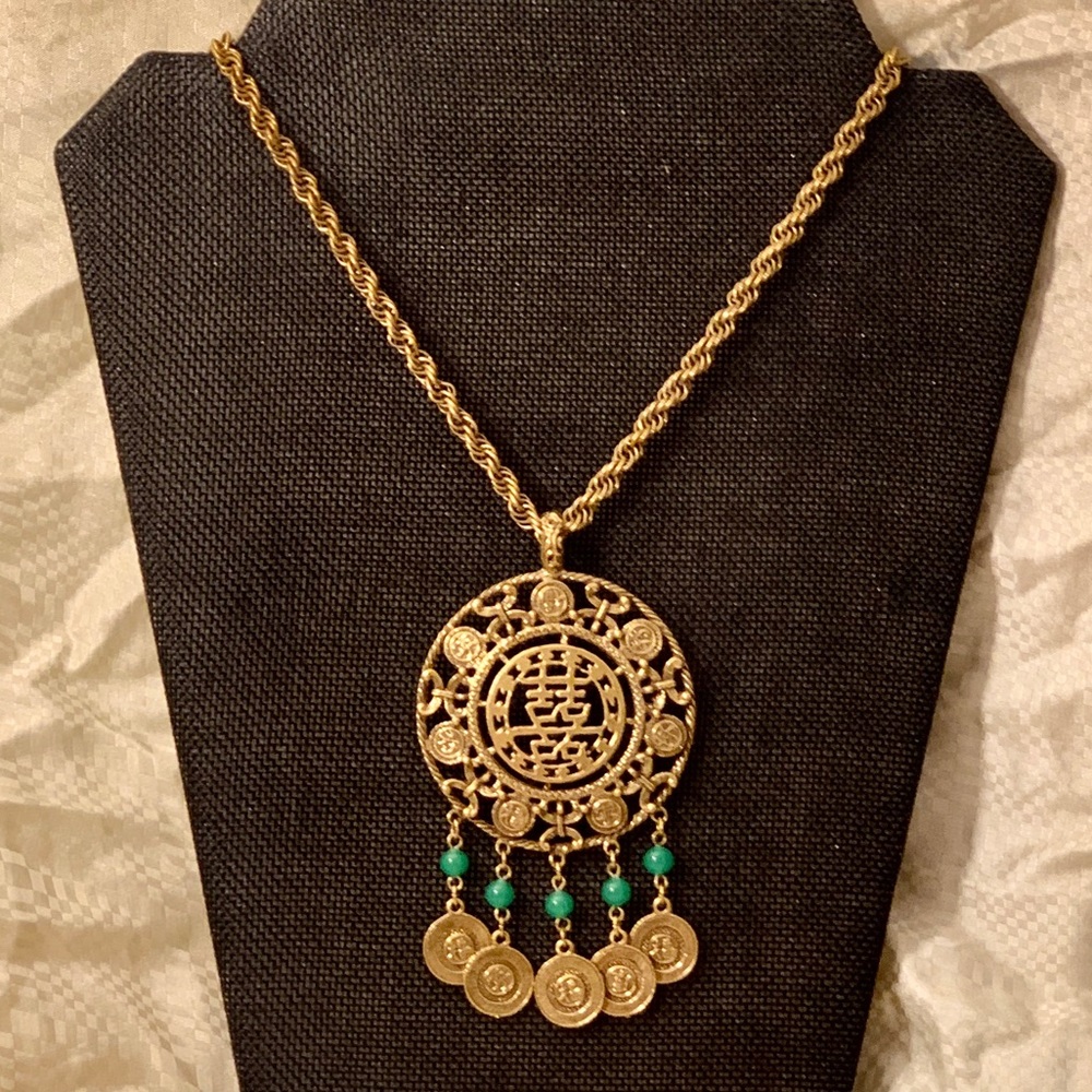 🦚Vintage Goldette Golden Coin Charm Necklace Set